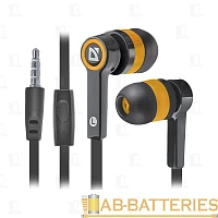 Наушники внутриканальные Defender 420 Pulse с микр. черный оранжевый (1/80)
