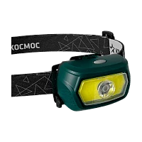 Фонарь налобный Космос 509Lit 3WXPELED+5WCOBLED от аккум IP54 3 режима зеленый (1/25/100)