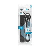 Удлинитель Фотон 10-35S 5р.Б/З 10A 3.0м с выкл. ПВС 2x0.75мм² черный (1/20)