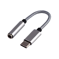 Переходник AUX GoPower Jack 3.5mm (f)-Type-C (m) 0.1м с ЦАП Premium Zip-Lock c подвесом белый (1/250