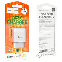 Сетевое З/У HOCO C72Q 1USB 2.4A 18W QC3.0 белый (1/36/216)