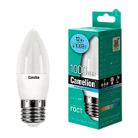Лампа светодиодная Camelion C35 E27 12W 4500К 170-265V свеча матовая (1/10/100)