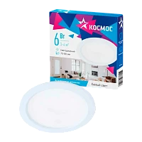 Светодиодная панель, круглая, цвет белый, КОСМОС DownL 6W, 180-265В, 4000K (KDownL6W4000K)