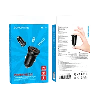 Автомобильное З/У Borofone BZ18A 1USB/Type-C 20W QC3.0 черный (1/48/192)
