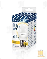 Лампа светодиодная Ergolux G45 E27 10W 3000К 172-265V шар (1/10/100)