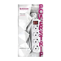 Удлинитель Defender L340 4р.С/З 16A 5.0м с выкл. ПВС 3x1мм² IP20 белый (1/40)