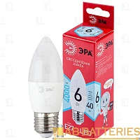 Лампа светодиодная ЭРА B35 E27 6W 4000К 220-240V свеча RED LINE (1/10/100)