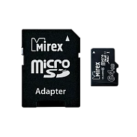 Карта памяти microSD Mirex 64GB Class10 UHS-I (U1) 104 МБ/сек с адаптером