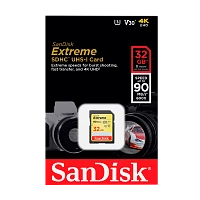 Карта памяти SD SanDisk EXTREME 32GB Class10 UHS-I (U3) 90 МБ/сек V30