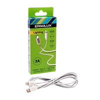 Кабель Ergolux ELX-CDC04-C01 Type-C (m)-Lightning (m) 1.2м 3.0A силикон белый в коробке (1/10/240)