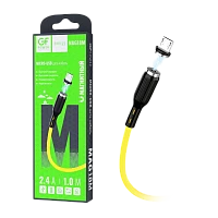 Кабель GFPower MAG18M USB (m)-microUSB (m) 1м 2.4A ПВХ магнит желтый (1/200/800)