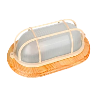 Светильник влагозащищенный Camelion 1401D 60W 230V E27 накладной решетка 140мм клён (1/8)