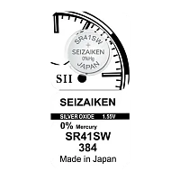 Батарейка SEIZAIKEN 384 (SR41SW) Silver Oxide 1.55V (1/10/100/1000)