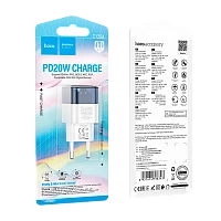 Сетевое З/У HOCO C125A Type-C 3.0A 20W PD,QC,FCP,AFC белый синий