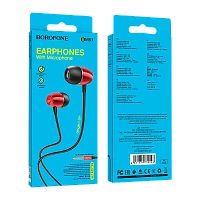 Наушники внутриканальные Borofone BM57 с микр. красный (1/76/304)