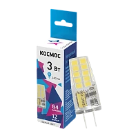 Лампа светодиодная Космос G4 3W 4500К 12V капсула прозрачная (1/100/1000)