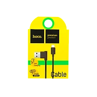 Кабель HOCO UPM10 USB (m)-microUSB (m) 1.2м 2.4A силикон угловой черный (1/50/500)
