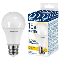 Лампа светодиодная Ergolux A60 E27 15W 3000К 180-240V груша ЛОН ПРОМО (1/100)