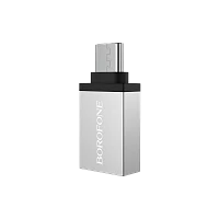 Переходник Borofone BV3 Type-C (m)-USB (f) алюминий серебряный (1/100/600)