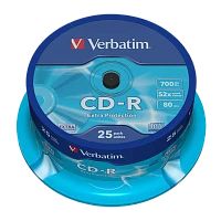 Диск CD-R Verbatim Inkjet print 52x 80min 25шт. cake box (25/200)