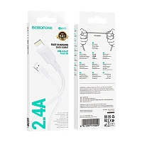Кабель Borofone BX111 USB (m)-Lightning (m) 1м 2.4A ПВХ белый