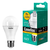 Лампа светодиодная Camelion A65 E27 18W 3000К 220V груша матовая (1/10/100)