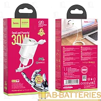 Сетевое З/У HOCO N13 1USB/Type-C 30W QC3.0 с кабелем Type-C-Type-C 60W белый (1/12/120)
