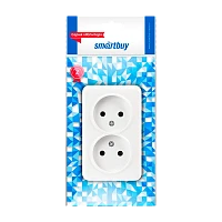 Розетка Smartbuy "Юпитер" 2гн. 10A Б/З пластик белый