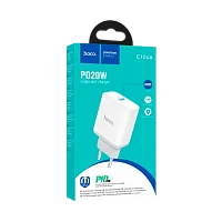 Сетевое З/У HOCO C104A 1USB/Type-C 3.0A QC3.0 белый (1/72)
