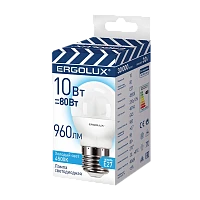 Лампа светодиодная Ergolux G45 E27 10W 4500К 172-265V шар (1/10/100)