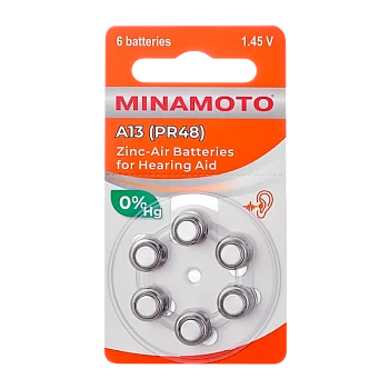 Батарейка Minamoto ZA13 BL6 Zinc Air 1.45V (6/60/600)