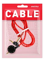 Кабель AUX Smartbuy Jack 3.5mm (m)-Jack 3.5mm (m) 1м силикон угловой красный (1/100) 