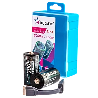 Аккумулятор бытовой Космос R14 C BOX2 Li-ion 3300mAh Type-C (2/10/100)