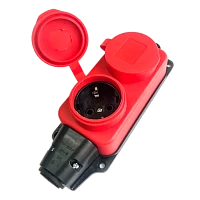 Колодка штепсельная КОСМОС 16А каучук IP44 2 гнезда красный