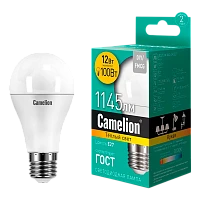 Лампа светодиодная Camelion A60 E27 12W 3000К 220V груша матовая (1/10/100)
