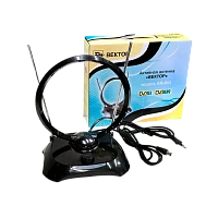 ТВ-Антенна комнатная Вектор AR-043 активная с питанием с усилителем DVB-T/T2 (1/20)