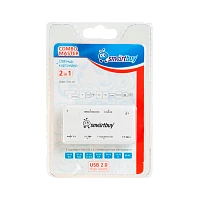 Картридер Smartbuy 750 USB2.0 SD/microSD/MS/M2 Combo с USB хабами белый