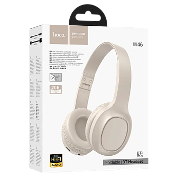 Наушники полноразмерные HOCO W46 bluetooth 5.3 молочный (1/60)