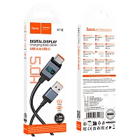 Кабель HOCO X118 USB (m)-Type-C (m) 1м 5.0A нейлон дисплей черный (1/31/310)