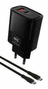 Сетевое З/У MORE CHOICE NC82a 1USB+1Type-C 3.0A 35W PD,QC с кабелем Type-C/Type-C черный