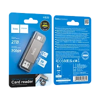 Картридер HOCO HB39 USB3.0 SD USB (m)/Type-C серый