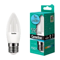 Лампа светодиодная Camelion C35 E27 7W 4500К 170-265V свеча матовая (1/10/100)