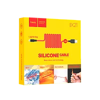 Кабель HOCO X21 USB (m)-Lightning (m) 1м 2.0A силикон красный черный (1/29/174)