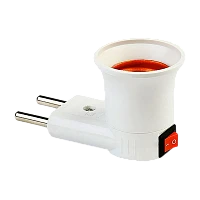 Переходник Smartbuy вилка-Е27 с выключателем белый