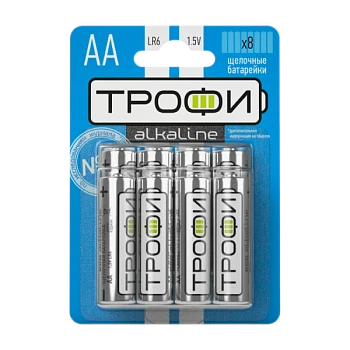 Батарейка Трофи LR6 AA BL8 Alkaline 1.5V (8/80/640/15360)
