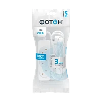 Удлинитель Фотон 10-33 3р.Б/З 10A 3.0м ПВС 2x0.75мм² белый (1/20)