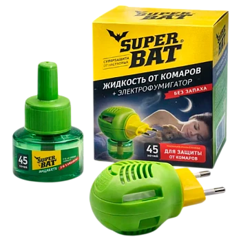 Набор SuperBAT 45 дней от насекомых жидкость+электрофумигатор (1/24)