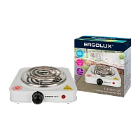Электроплитка Ergolux ELX-EP01-C01 1 конф., спиральный нагр.эл.1000W 220-240V белый (1/12)
