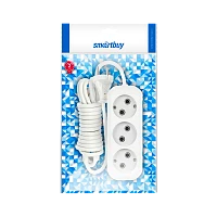 Удлинитель Smartbuy 3р.Б/З 10A 2.0м ПВС 2x1мм² белый (1/50)
