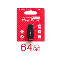 Флеш-накопитель Borofone Generous BUD2 64GB USB2.0 пластик черный красный (1/35/280)